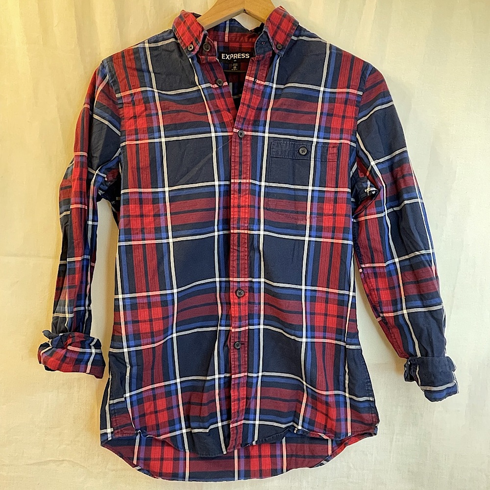 Express Men’s Plaid Button Down Size XS